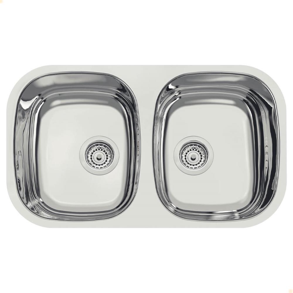 Cuba Dupla Tramontina Isis 2C 34 BL Prime em Aço Inox Alto Brilho 72x40 cm com Válvula 94030203