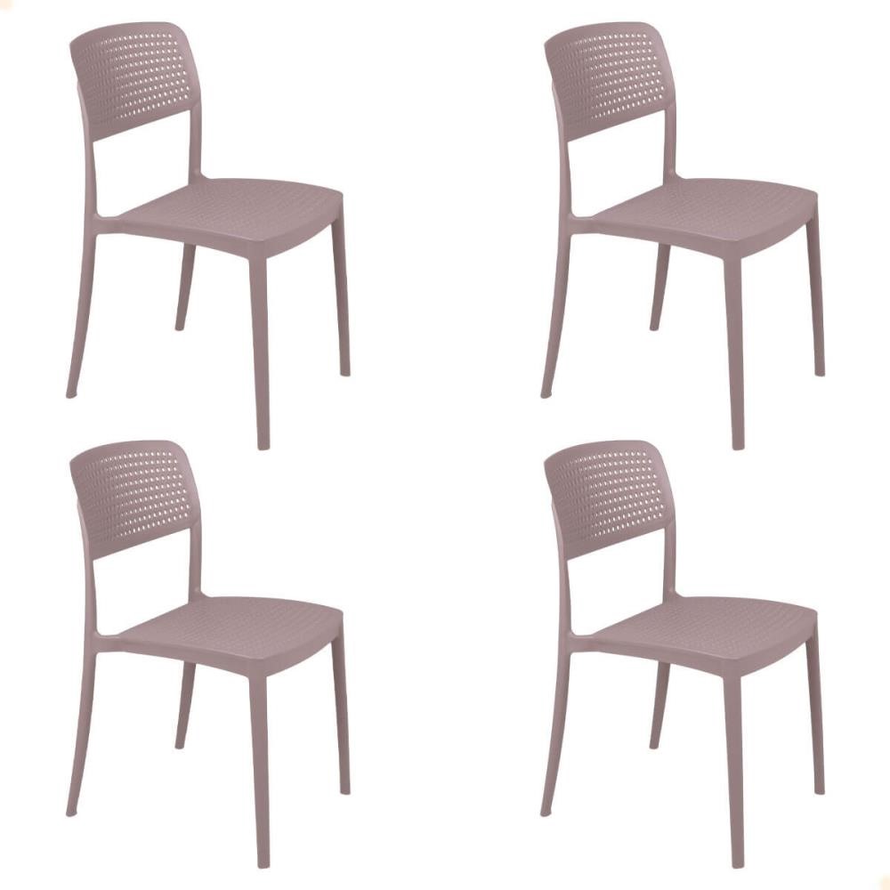 Kit 4 Cadeira Tramontina Serena Em Polipropileno Cor Camurça 92096210