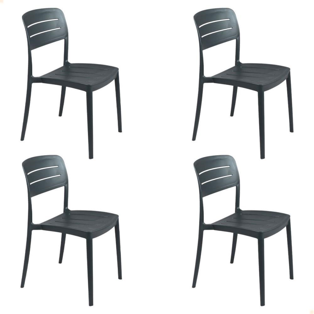 Kit 4 Cadeira Tramontina Amélia Em Polipropileno Cor Grafite 92098007