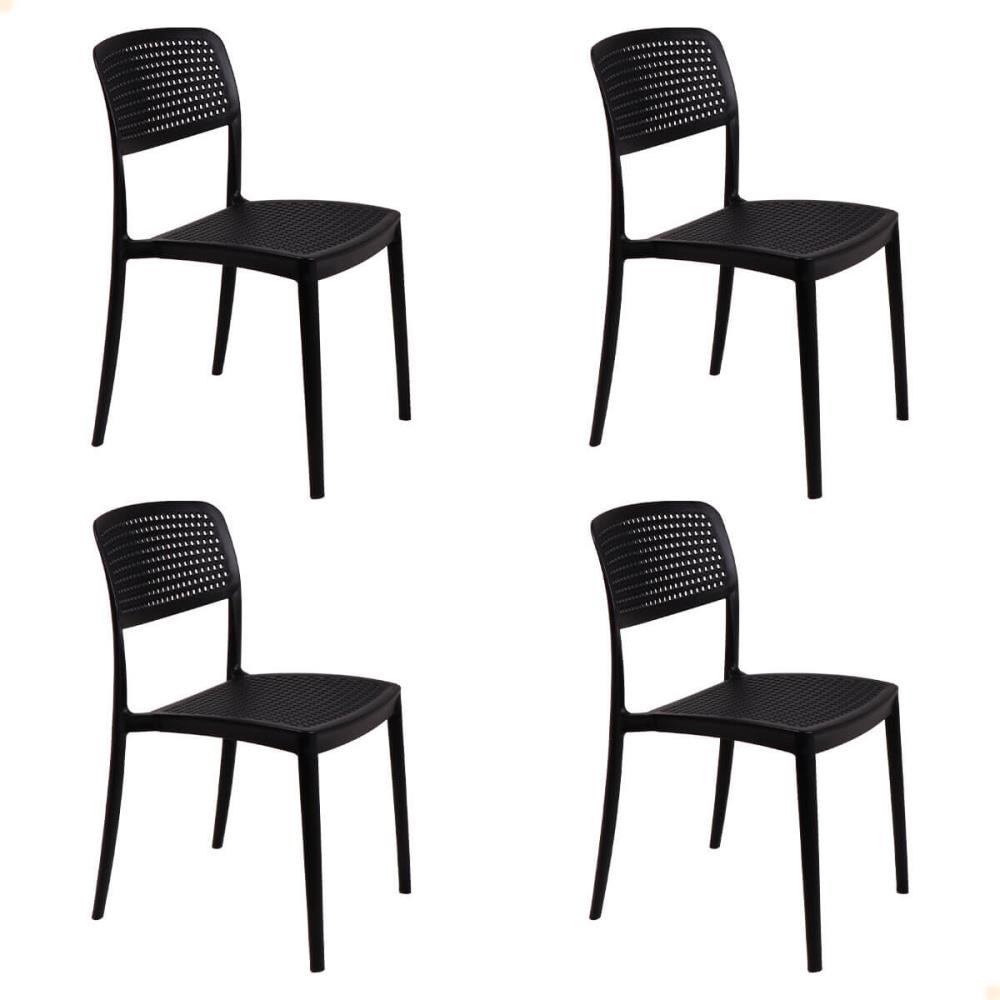 Kit 4 Cadeira Tramontina Serena Em Polipropileno Cor Preto 92096009