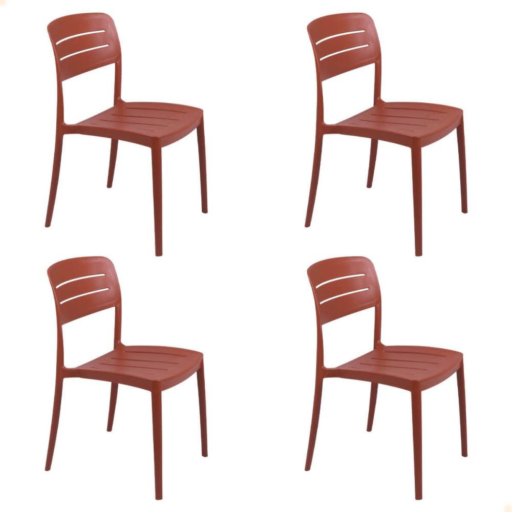 Kit 4 Cadeira Tramontina Amélia Em Polipropileno Cor Terracota 92098242