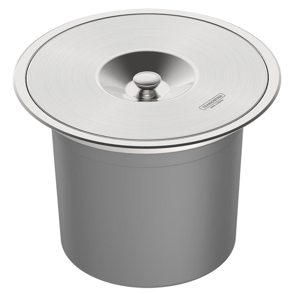 Lixeira de Embutir Tramontina Clean Round em Aço Inox com Balde Plástico 8 L 94518000