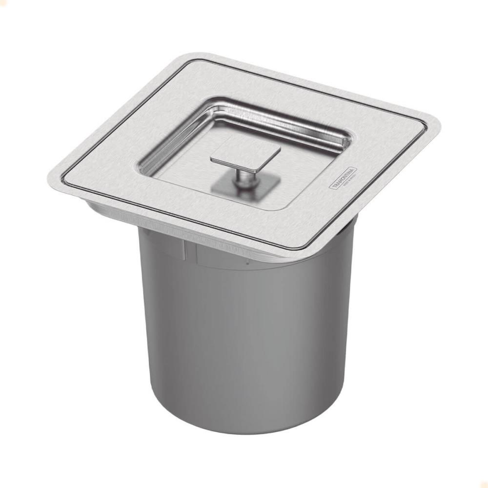 Lixeira de Embutir Tramontina Clean Square em Aço Inox com Balde Plástico 5 Litros 94518205