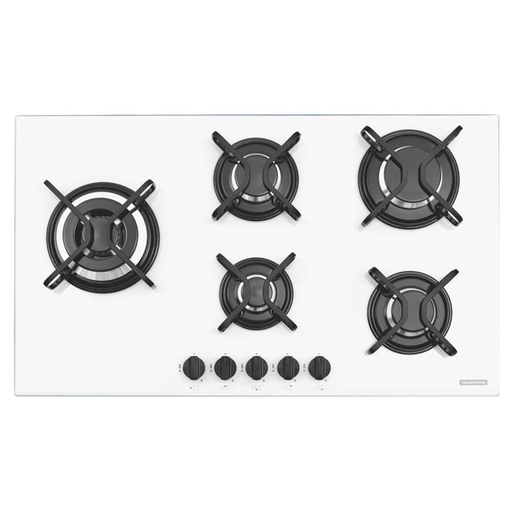 Cooktop a Gás Tramontina Penta Side Plus W 5GG Tri 90 Vidro Branco 5 Queimadores 94709371