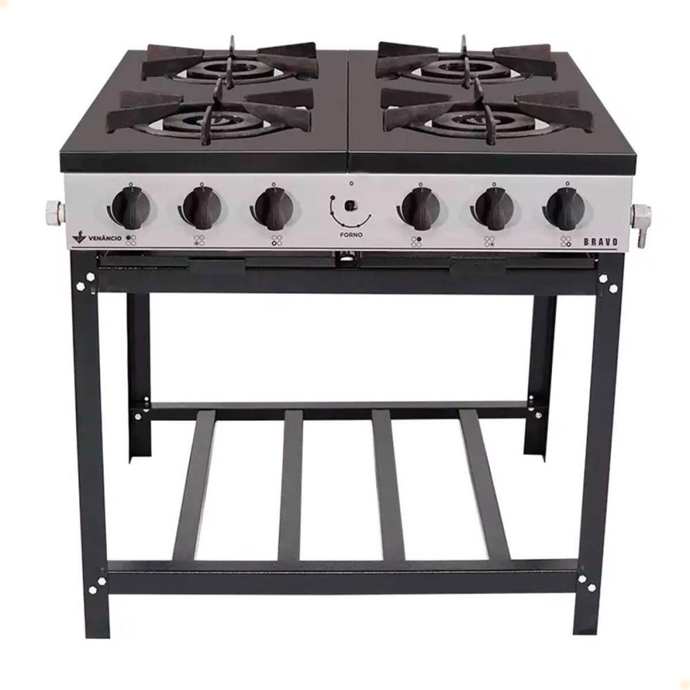 Fogão Industrial Venâncio a Gás Bravo 4 Bocas Cinza Esmaltado BR4B 16590