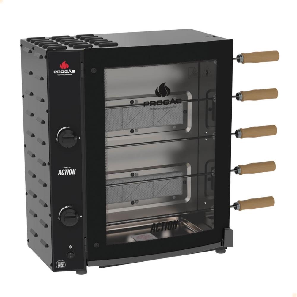 Forno Assador Rotativo Action Progás a Gás 5 Espetos Bivolt PRAC-05L P43629