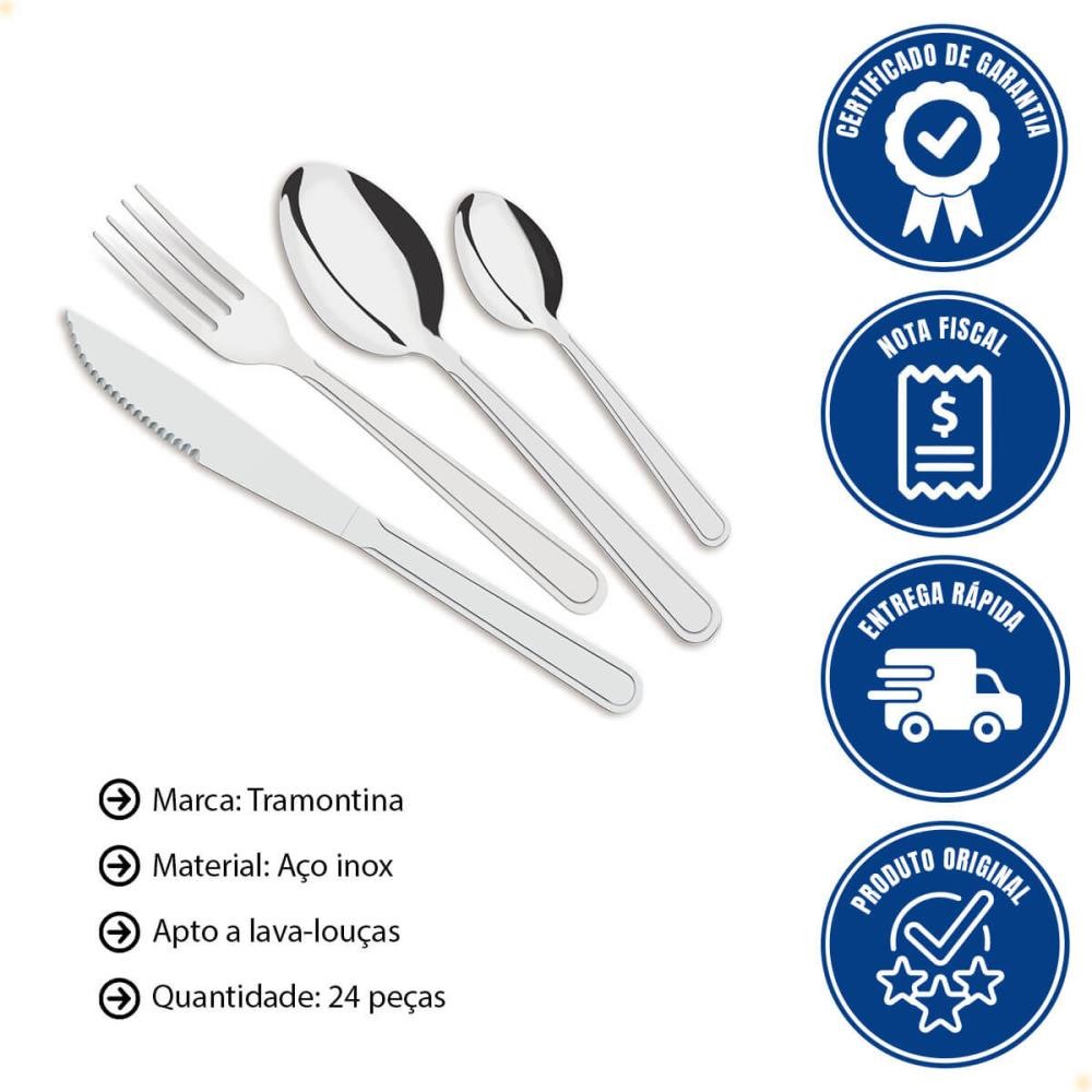 Faqueiro Tramontina 24 Peças Búzios com Láminas e Cabos de Aço Inox 23799075