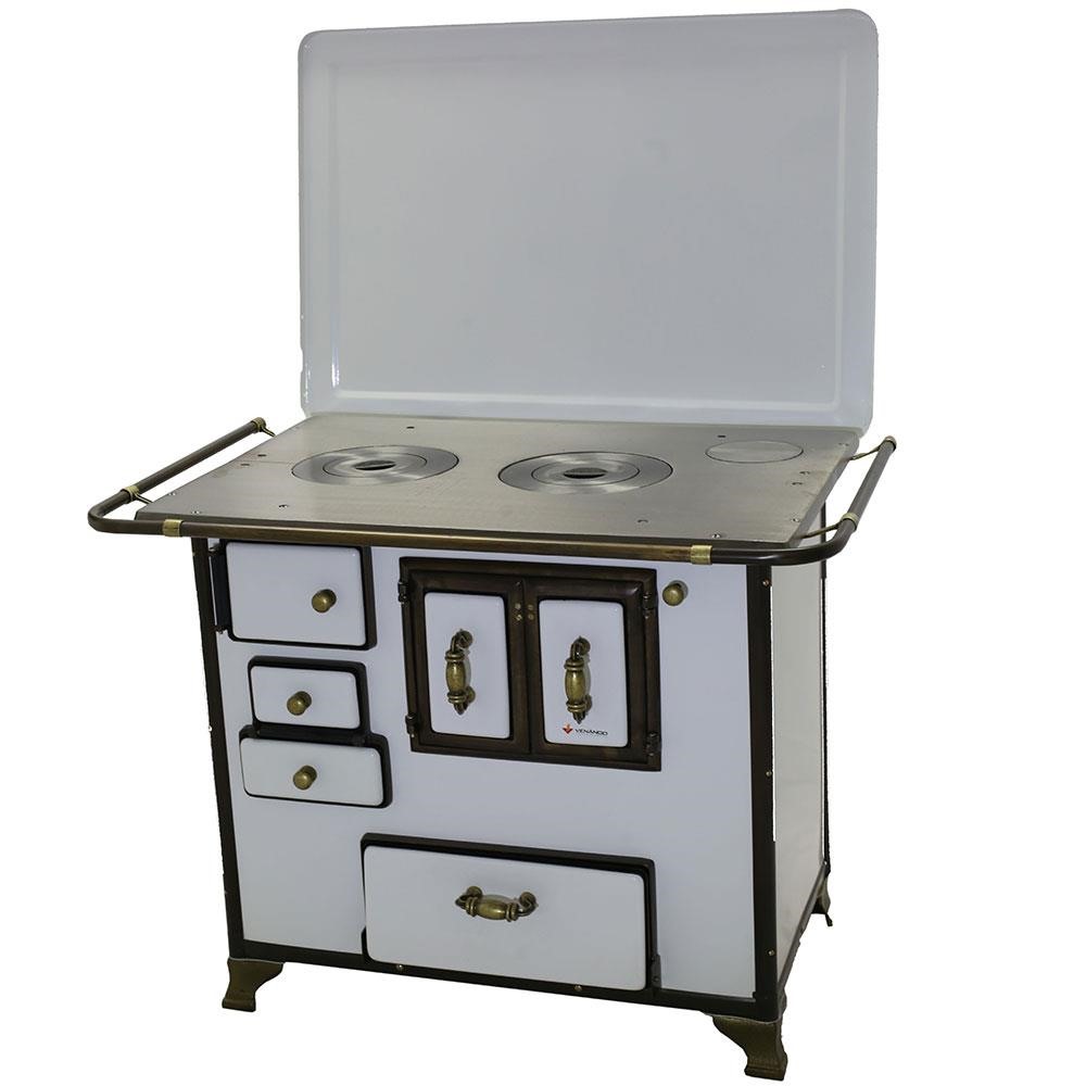 Fogão a Lenha Venâncio Barroco Branco Gabinete Nº03 Lado Direito com Tampa FL3GBRCX