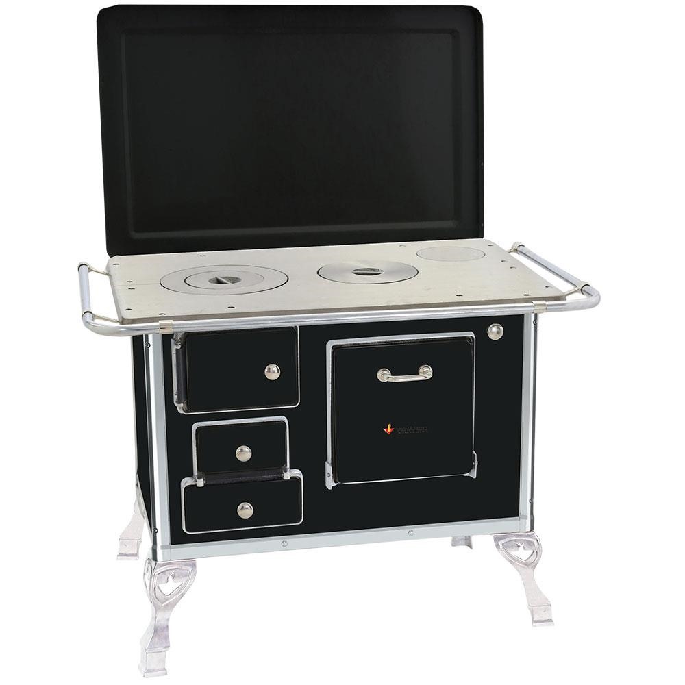 Fogão a Lenha Venâncio Tradicional Preto Nº01 Lado Direito com Tampa FL1CX