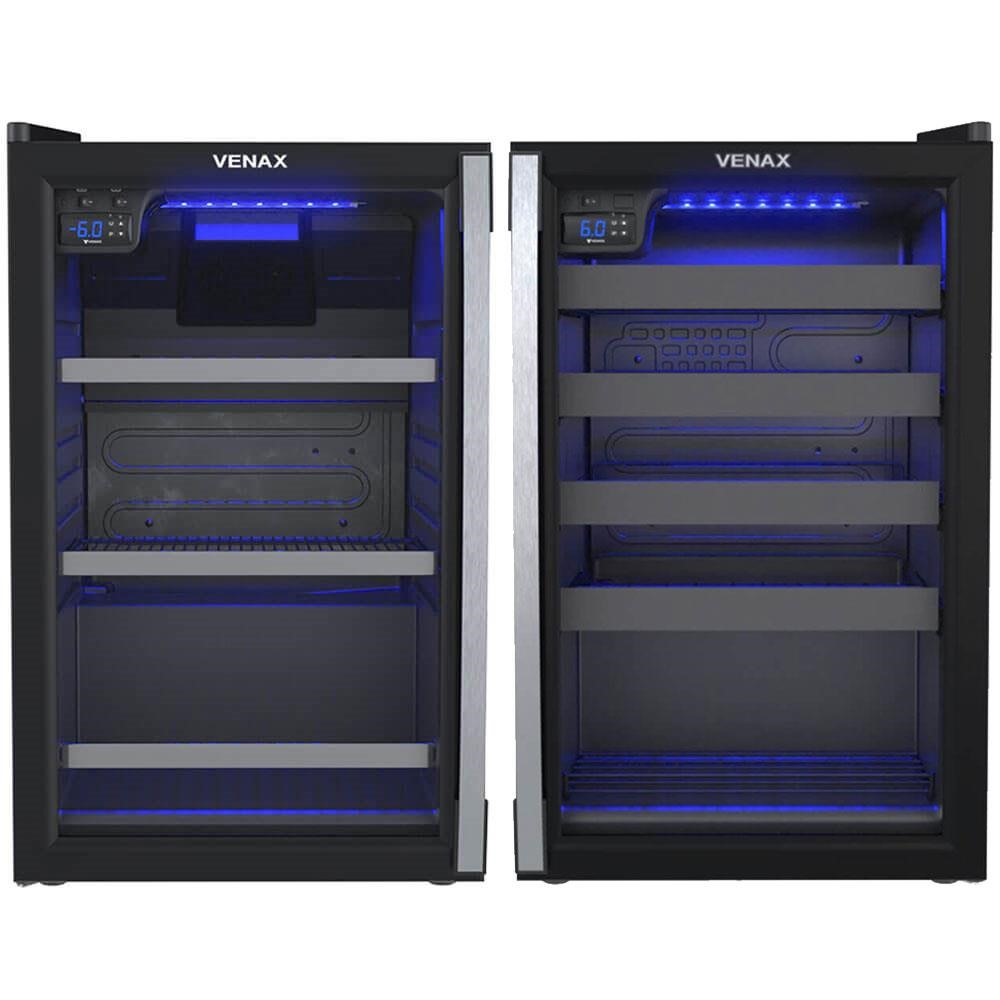 Conjunto Venax Cervejeira Blue e Adega Piubella preto fosco Porta Invertida 220V
