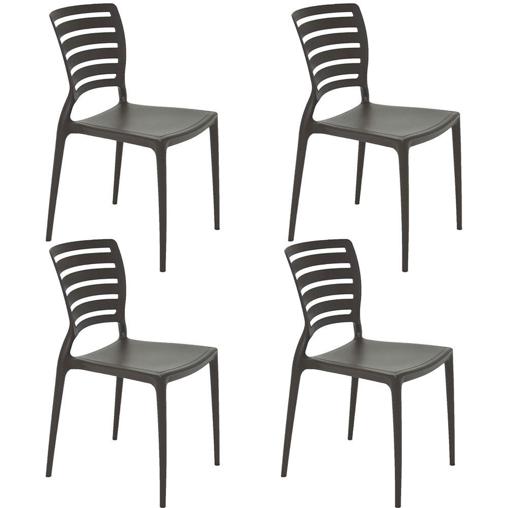 Kit 4 Cadeiras Tramontina Sofia Marrom sem Braços com Encosto Vazado Horizontal 92237109