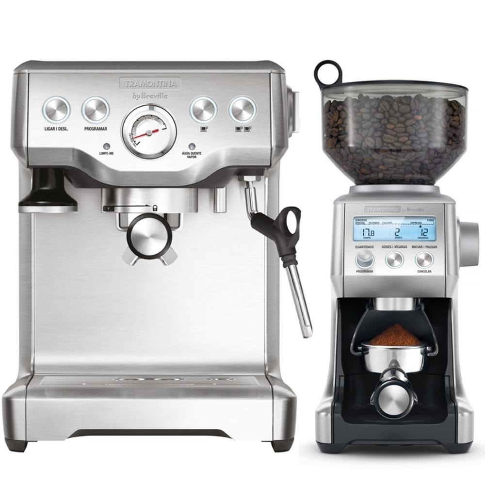 Conjunto Cafeteira e Moedor de Café Tramontina by Breville Express em Aço Inox 127V