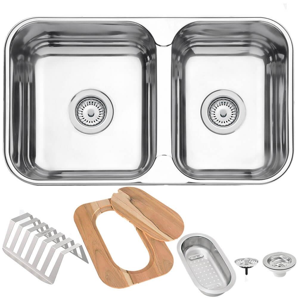 Cuba Tramontina Isis 2C 34 28 BS 69x40cm Aço Inox com Acabamento Polido com Acessórios 94062412