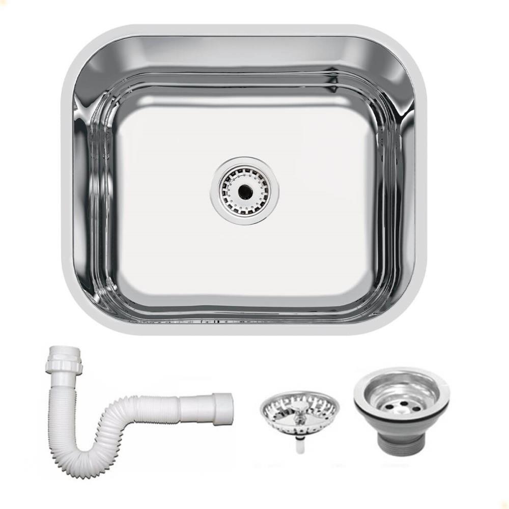 Cuba Tramontina Lavínia 40x34 cm Standard em Aço Inox Polido 40 BL com Válvula e Sifão 94081507