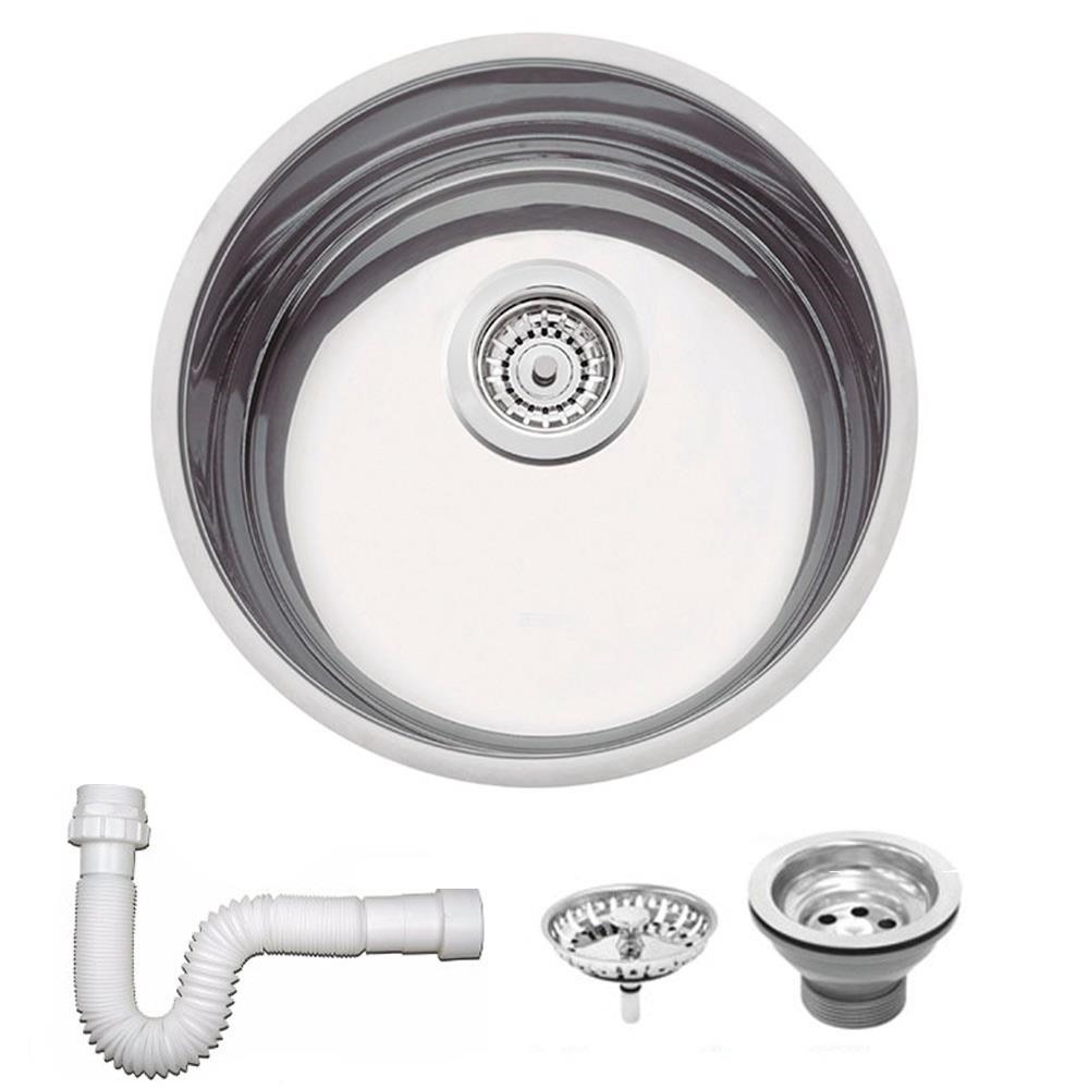 Cuba Redonda Tramontina Luna 35 BL Prime em Aço Inox Alto Brilho 35 cm com Válvula e Sifão 94012202