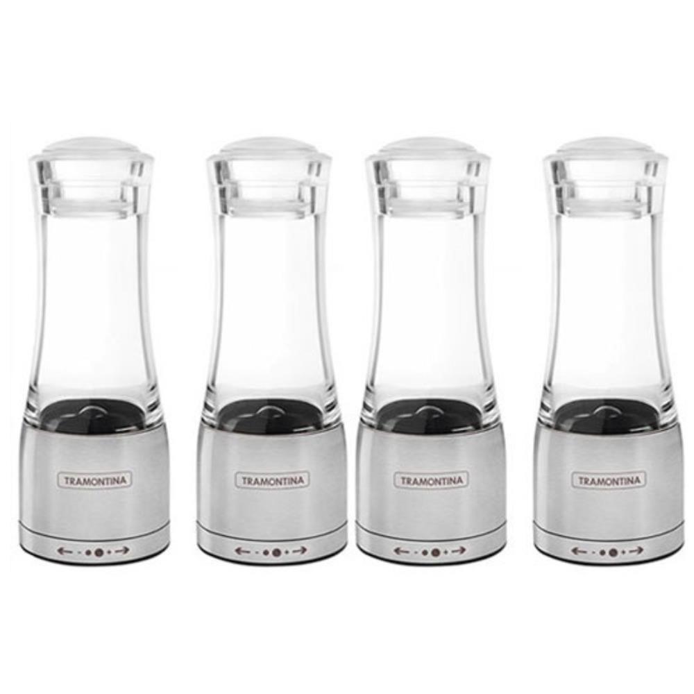 Moedor Aço Inox Acrílico Tramontina para Sal e Pimenta 4 Unidades 61653000X4
