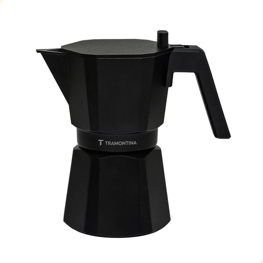 Cafeteira Expresso Italiana Tramontina Em Alumínio Preto Com Cabo Em Nylon 350 ml 61768040