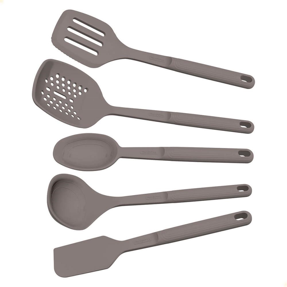 Jogo De Utensílios Tramontina Softta Em Silicone Cinza 5 Peças 25899600