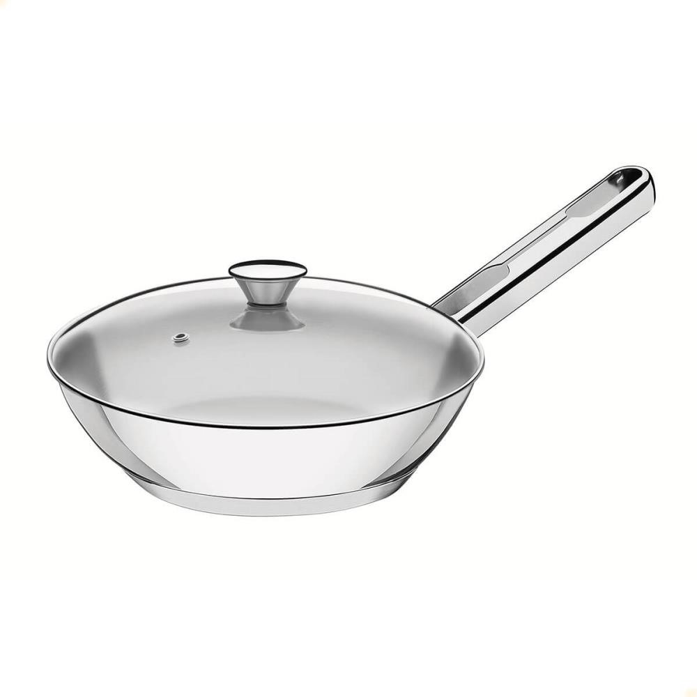Frigideira Tramontina Allegra Em Inox Com Fundo Triplo e Tampa de Vidro 24 cm 1,3 L 62666244
