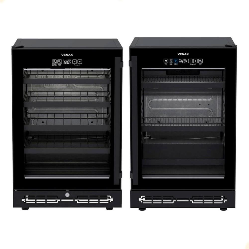 Conjunto Venax Cervejeira e Adega Porta Invertida Touch Top Light-In 100 Litros preto fosco 127V