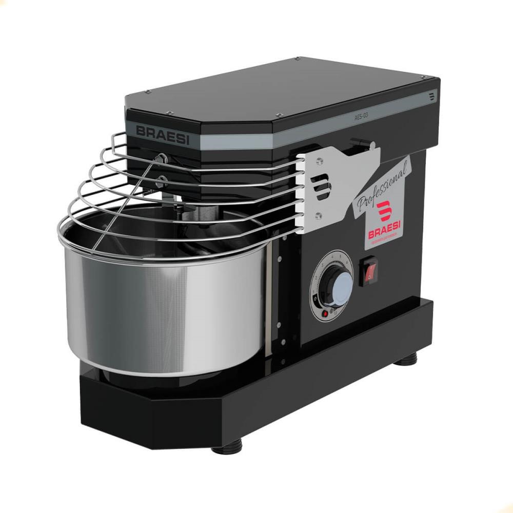 Amassadeira Industrial Espiral Braesi AES-03 Bivolt 3Kg 10 Velocidade Preta B18881