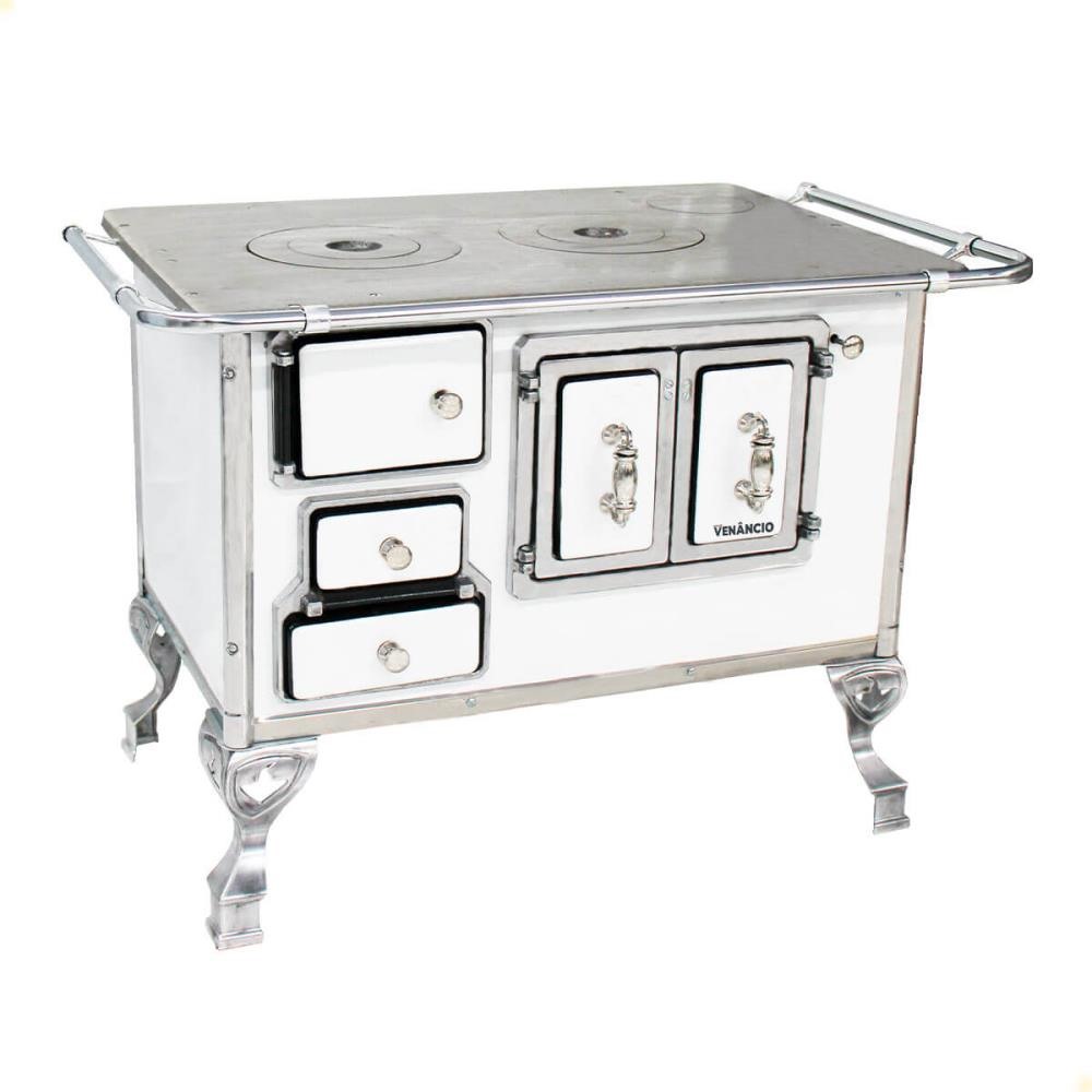 Fogão a Lenha Tradicional Venâncio N°2 Branco Porta Dupla Sem Tampa Direito 21766