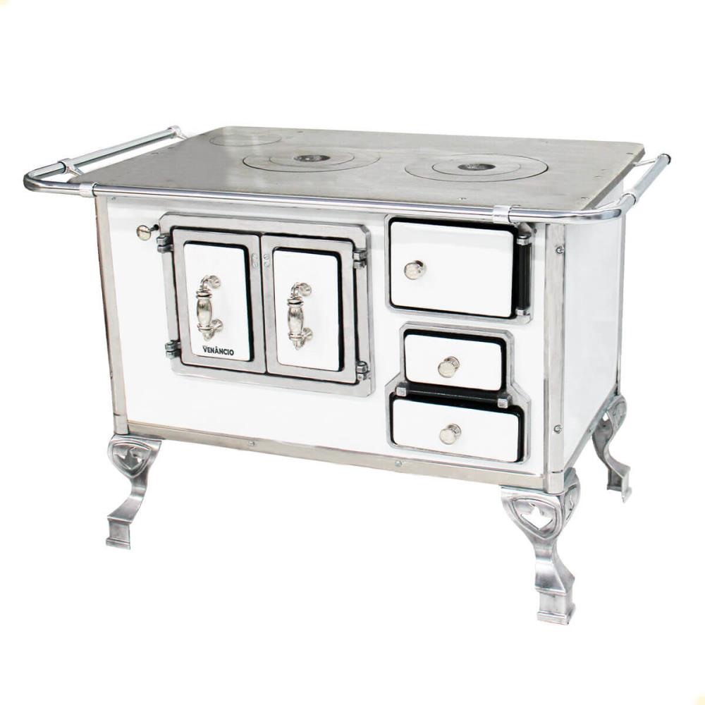 Fogão a Lenha Tradicional Venâncio N°2 Branco Porta Dupla Sem Tampa Esquerdo 21781