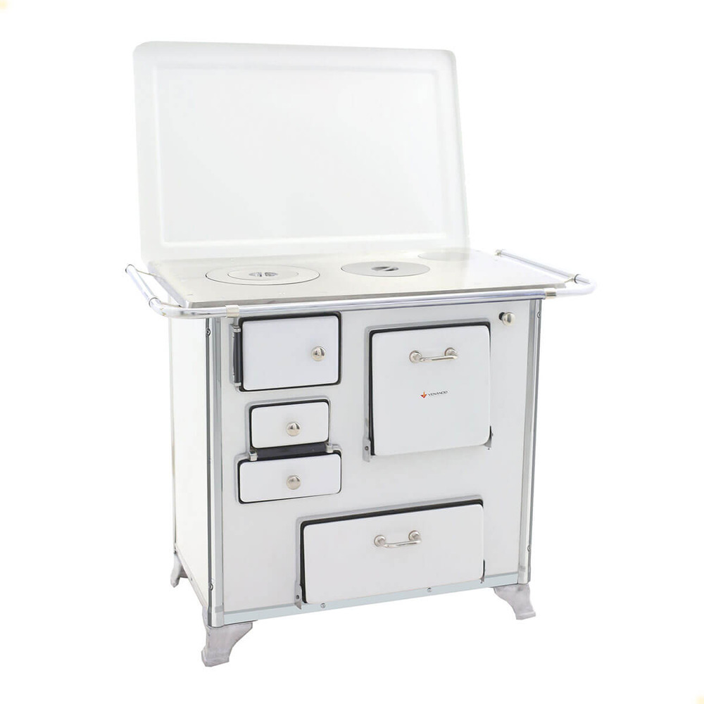 Fogão a Lenha Tradicional Venâncio N°1 Branco Com Tampa Gabinete Direito