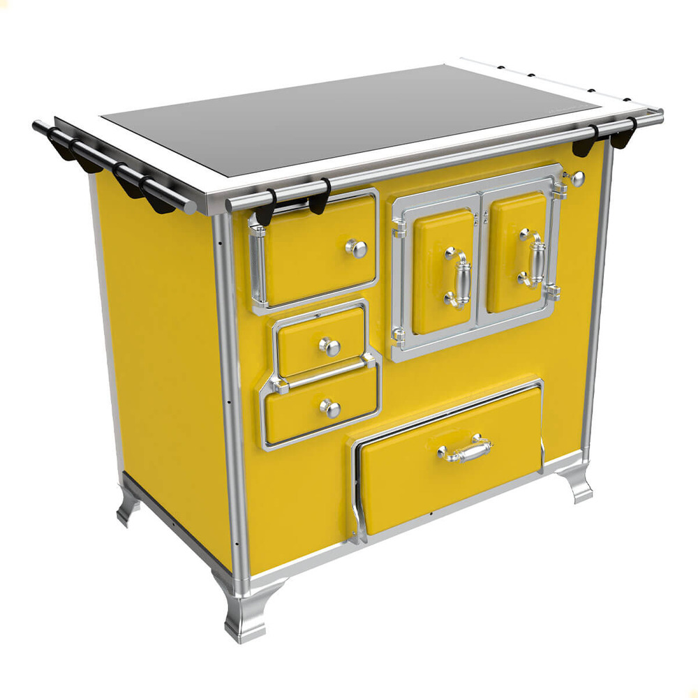 Fogão a Lenha Tradicional Venâncio N°2 Vitrocerâmico Amarelo Sem Tampa Gabinete Direito 35944