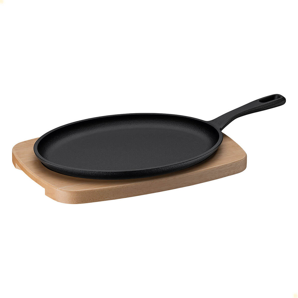 Chapa Oval Tramontina Em Ferro Fundido Acabamento Pre-Seasoned Com Tábua 18 cm 0,4 L 28766018