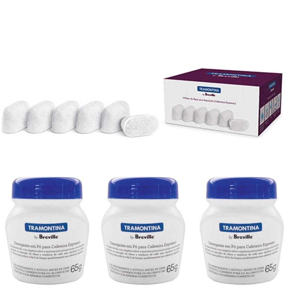 Filtros de Água Tramontina Breville Cafeteira Express 6 Unidades e Detergente em pó 3 Unidades 