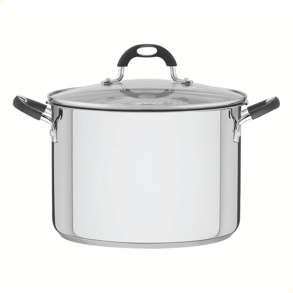 Espagueteira Tramontina Solar Silicone em Aço inox  Fundo Triplo Tampa de Vidro 24 cm 7,8 L 62137240