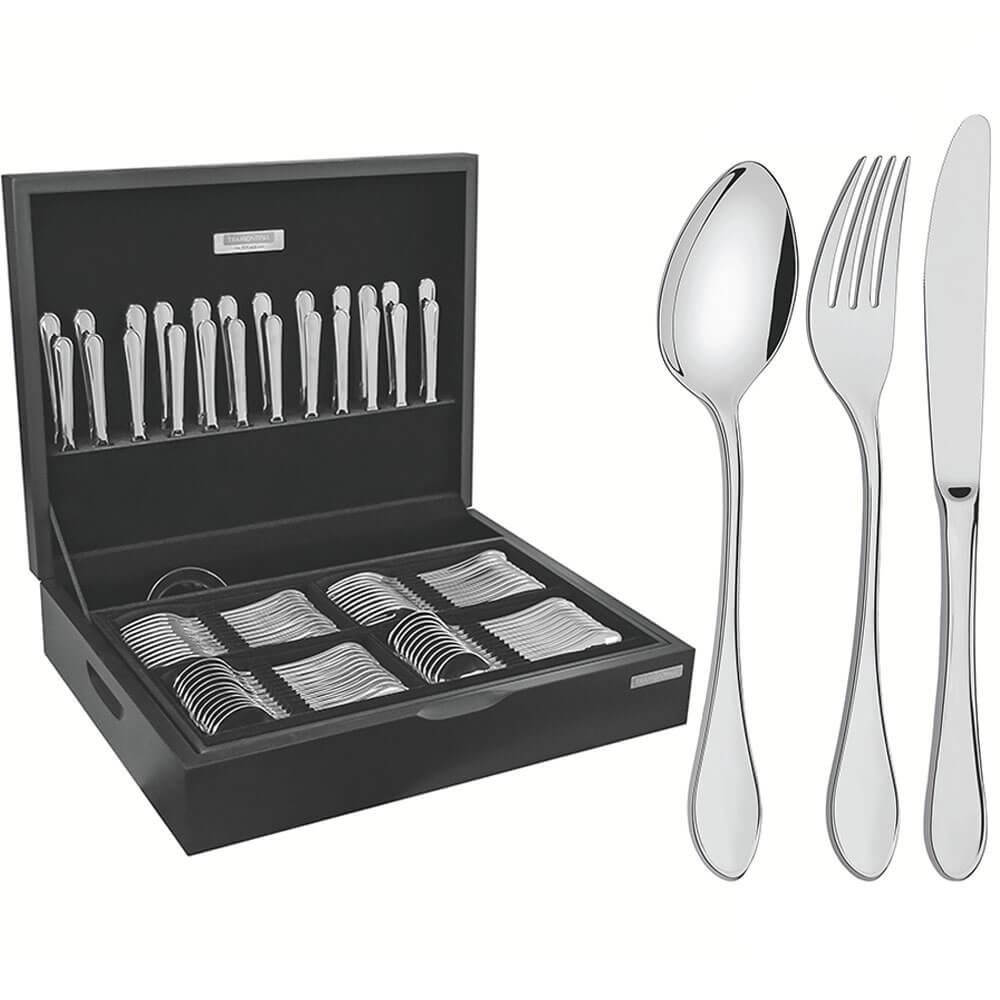Faqueiro Tramontina Italy 101 Peças Aço Inox Facas de Mesa Forjadas 6mm e Estojo Madeira 66932217