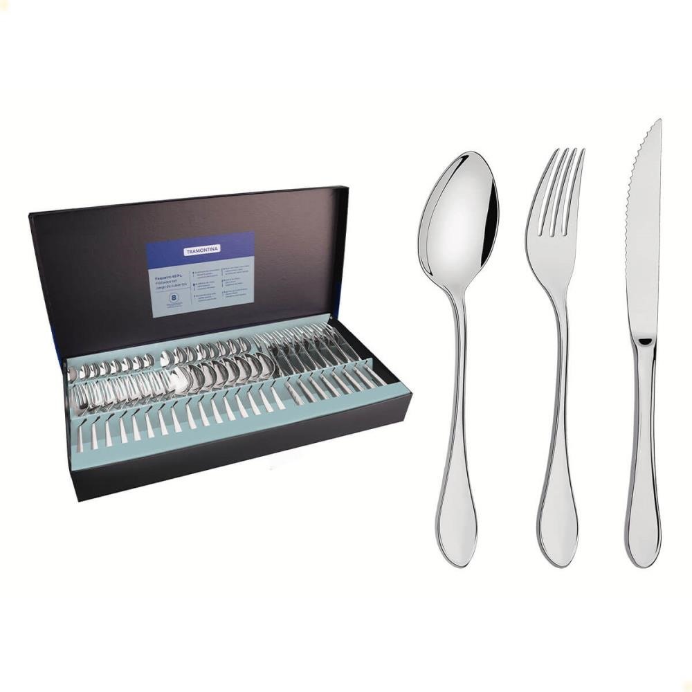 Faqueiro Tramontina Italy Aço Inox Facas para Churrasco Forjadas 6mm Alto Brilho 48 Peças 66932144