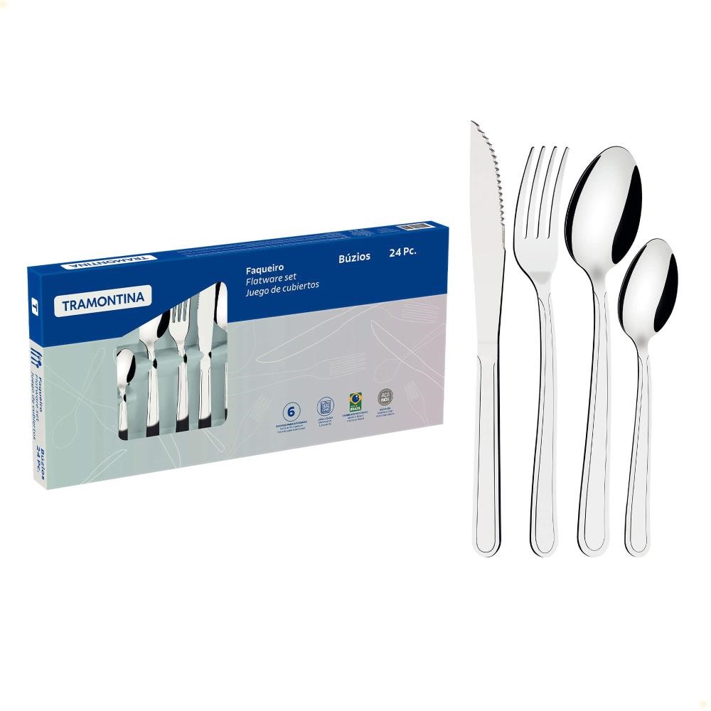 Faqueiro Tramontina Búzios em Aço Inox com Detalhe 24 Peças 23799071