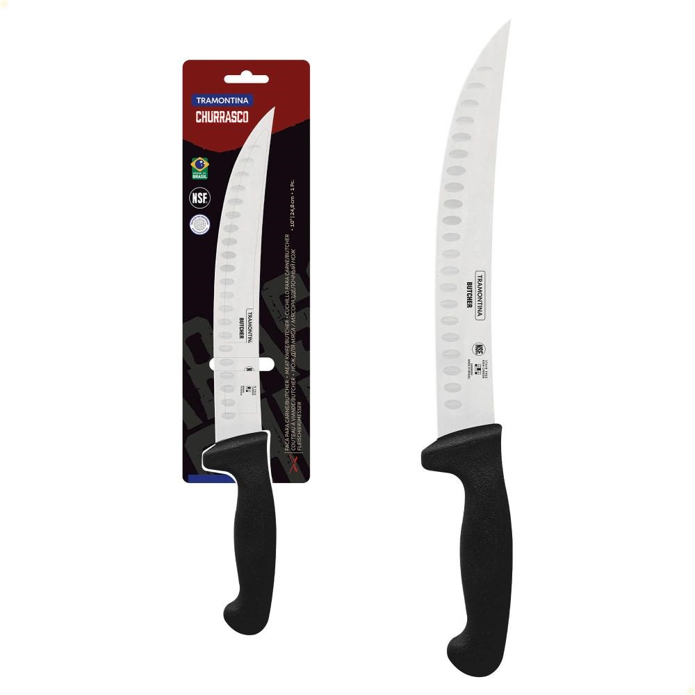 Faca para Carne Butcher com Lâmina em Aço Inox e Cabo em Polipropileno Preto 10" 24658100