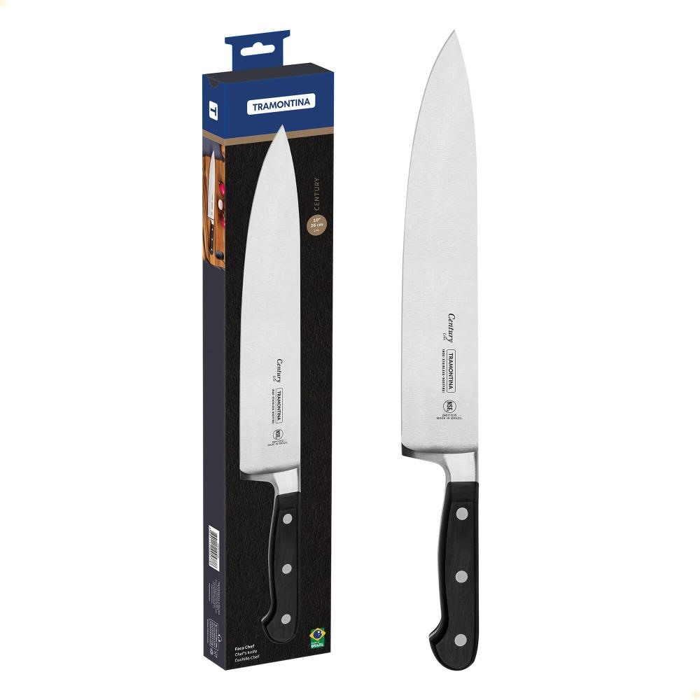 Faca Chef Tramontina Century Lâmina em Aço Inox  Cabo de Policarbonato e Fibra de Vidro 10" 24011110