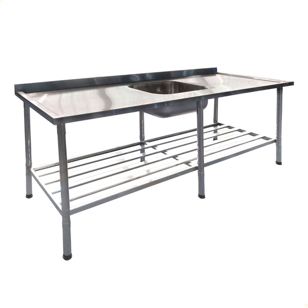 Mesa Com Cuba Simples Imeca Com Grade Inferior Medida 2,00 x 0,70 Inox 430 Desmontável 6814