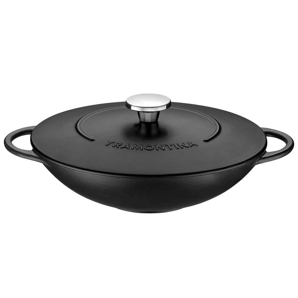 Wok Panela Tramontina Trento 32cm 5L Ferro Fundido Esmaltado Rev. Int em Ant Starflon Exc. 20806032