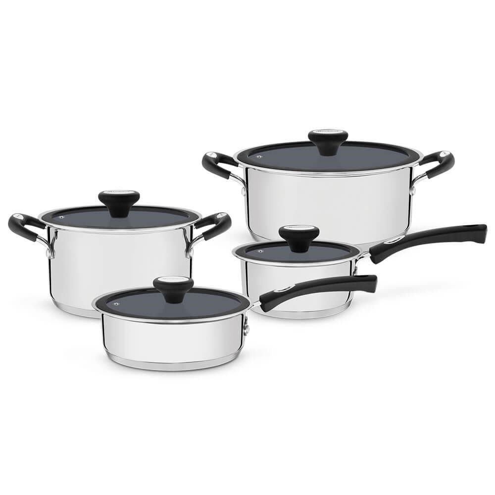Jogo de Panelas Tramontina Solar Ceramic 4 Peças Aço Inox Fundo Triplo com Rev Int Grafite 65120026