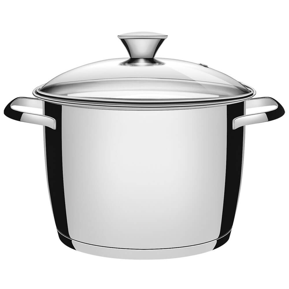 Caldeirão Tramontina Allegra 22 cm 5,5 L em Aço Inox com Fundo Triplo e Tampa de Vidro 62655224
