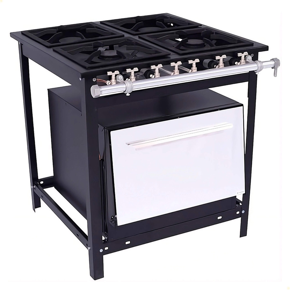 Fogão Industrial A Gás Venâncio Extra 4 Bocas 2 Simples E 2 Duplas 30x30 Com Forno E4 14904