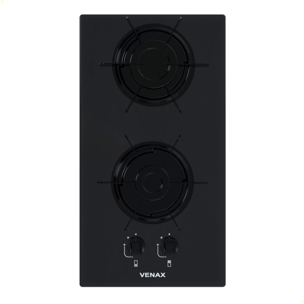 Cooktop a Gás Venax Líbero 2 Queimadores Vidro Preto 7266