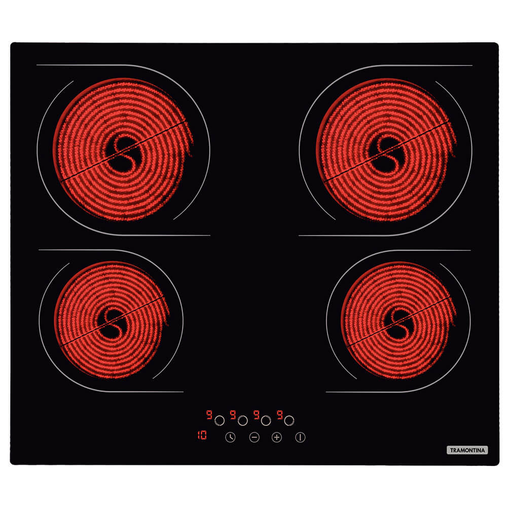 Cooktop Elétrico Tramontina New Square 4EV 60 Vitrocerâmico 4 Bocas e Comando Touch 220v 94747022