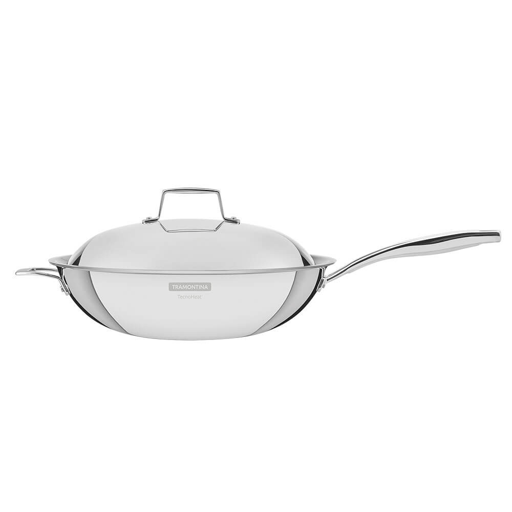 Panela Wok Tramontina Grano Aço Inox Corpo Triplo Rev Interno Antiaderente Cabo 32 cm 5,2 L 62158327