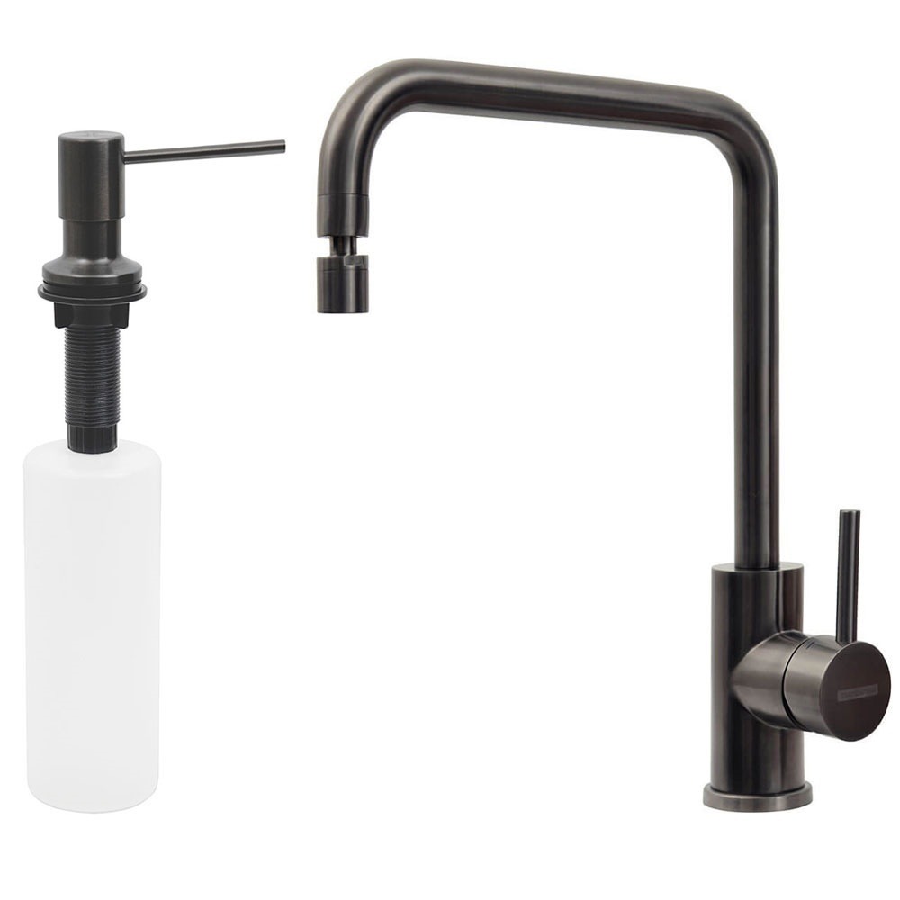 Kit Tramontina em Aço Inox Misturador Angolare Black+Dosador de Sabão Black 500ml 94520512-94517504