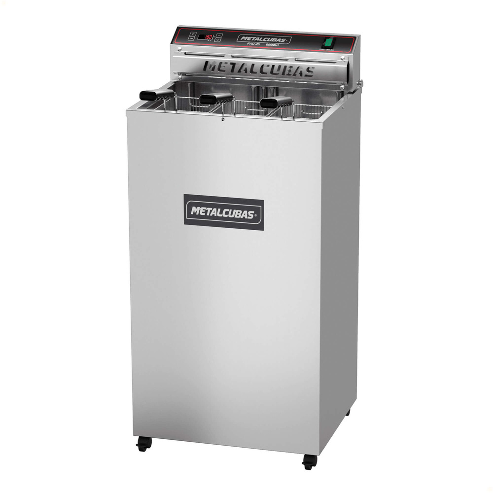 Fritador Industrial Elétrico Metalcubas FAO 25 3 Cubas Zona Fria De Água 220V Monofásico 8000W