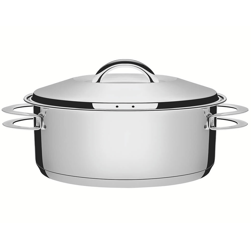 Caçarola Rasa Tramontina Solar em Aço Inox Fundo Triplo com Tampa e Alças 24 cm 4,7 L 62503241