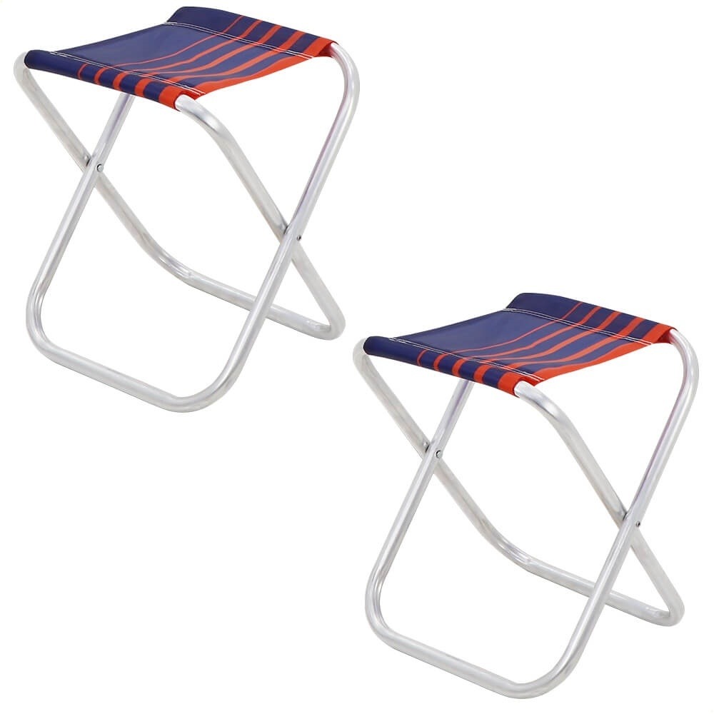 Kit 2 Banquetas de Praia Tramontina Fiji em Alumínio com Assento Azul Escuro e Laranja 92900300