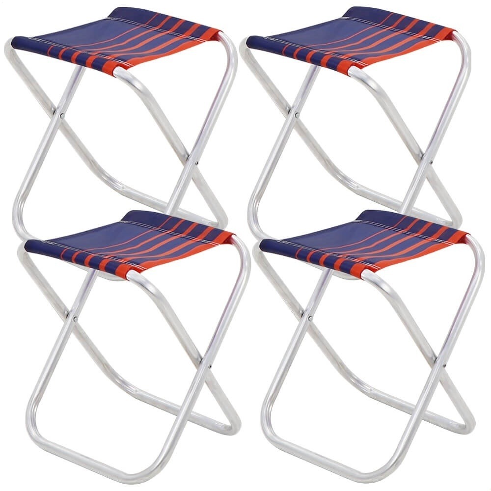Kit 4 Banquetas de Praia Tramontina Fiji em Alumínio com Assento Azul Escuro e Laranja 92900300